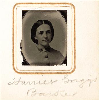 (WOMENS HISTORY.) Tintype album kept by early Vassar student Harriet Griggs.